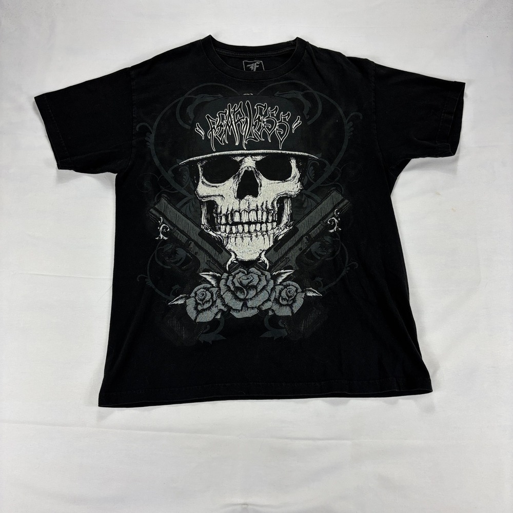 Black Skull‎ Graphic T-Shirt Mens Medium Guns Roses Streetwear Tee